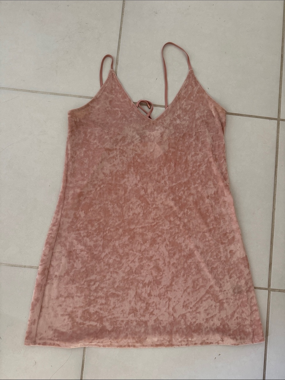 Crushed Velvet V-Neck dress in Rose